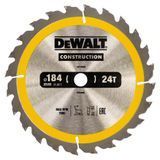 Диск пильний DeWALT DT1939 діаметр 184 мм посадка 16 мм 24 зуба 7000 об/хв твердий сплав ширина пропила 1.8 мм DT1939 фото