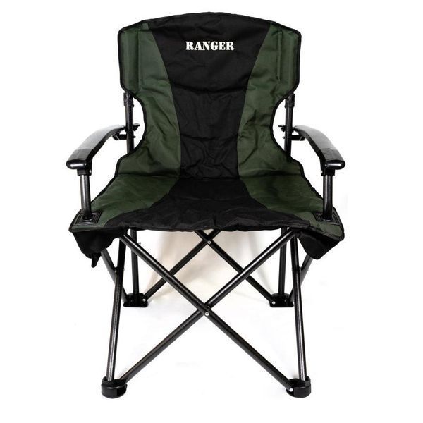 Складне крісло Ranger Mountain RA 2239 зелене з підлокітниками для дачі та пікніків максимальне навантаження 130 кг компактне та RA2239 фото