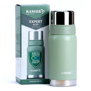 Термос Ranger Expert 0.5 літра RA 9918 &ndash; компактний з подвійними стінками нержавіюча сталь оливковий колір 2 чашки для походів та RA9918 фото