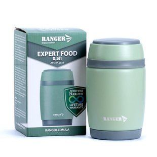 Термос Ranger Expert Food 05 літра RA 9923 з ложкою для їжі подвійні стінки оливковий для гарячих і холодних страв 480 г RA9923 фото