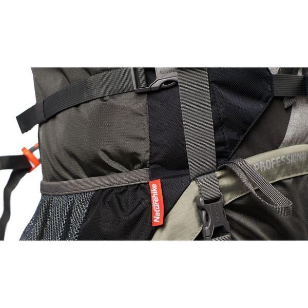 Рюкзак туристичний Naturehike NH70B070-B 70 л + 5 л чорно-сірий ергономічна конструкція вага 1.8 кг для трекінгу та походів 6927595709009 фото