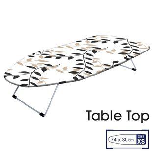 Дошка для прасування Casa Si Table Top 73x30 Білий/Чорний Листя настільна з сталевою сіткою складні ніжки знімний чохол 14 см вис DAS302389 фото
