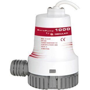 Помпа трюмна занурювальна Europump II 1000 12 В 64 л/хв максимальна висота підйому 4.5 м Італія Тип насосу - Електричний 16.122.06 фото