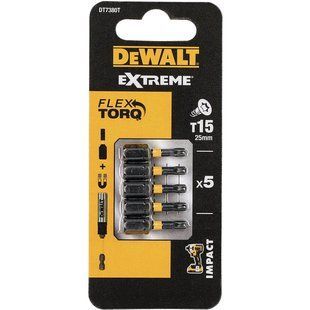 Набір біт DeWALT DT7380T тип шліца Torx довжина 25 мм кількість 5 шт. T15 1/4" DT7380T фото