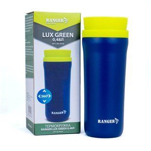 Термокружка Ranger Lux 0.48 літра Green термос з подвійними стінками герметичний зберігає тепло до 6 годин 346 г колір зелений RA9928 фото