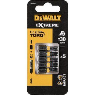 Набір біт DeWALT DT7384T тип шліца Torx довжина 25 мм кількість 5 шт. тип біти Т30 DT7384T фото