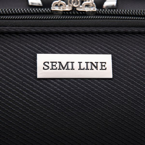 Чемодан Semi Line 20" (S) Чорний (T5961-1) з кодовим замком 4 колеса об'єм 47 л для ручної кладі матеріал Polyester 600D DAS303651 фото