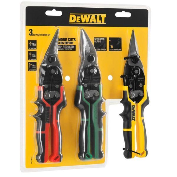 Набір ножиць з металу ERGO Aviation DeWALT DWHT14676-0 довжина 250 мм товщина різу до 1.2 мм тип ножиць комбіновані DWHT14676-0 фото