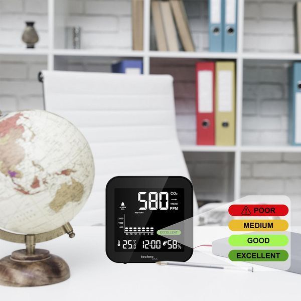 Метеостанція Technoline WL1025 Black з аналізатором CO2 температурою та вологістю Li-Ion акумулятор USB живлення DAS301773 фото