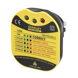 Тестер розеток настінний STANLEY FMHT82569-6 CAT II 230 В для європейської вилки AC 230 V цифровий живлення від мережі 220 В FMHT82569-6 фото