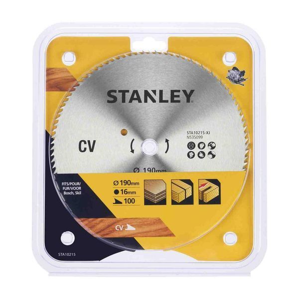 Диск пилковий CV STANLEY STA10215 діаметр 190 мм кількість зубів 100 новий твердосплавний диск STA10215 фото