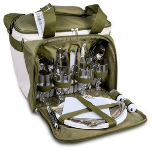 Набір для пікніка Ranger Lawn RA 9909 на 4 особи ізотермічна сумка якісний посуд оливковий колір вага 1.75 кг RA9909 фото
