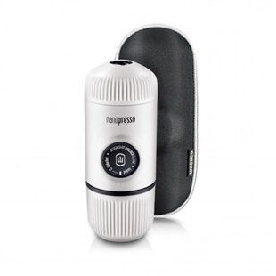 Портативна еспресо-кавоварка Wacaco Nanopresso біла з чохлом тиск 18 барів об'єм води 80 мл max об'єм кави 8 г WNANOWH фото