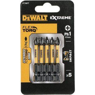 Набір біт DeWALT DT7997T тип шліца Phillips довжина 57 мм кількість 5 шт. тип біти Ph1 упаковка Блистер DT7997T фото