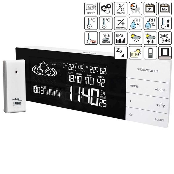 Метеостанція Technoline WS6870 White - бездротова з датчиком температури та вологості прогноз погоди будильник білий пластик DAS301785 фото