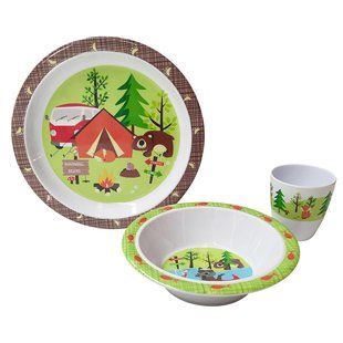 Сервіз столовий Gimex Tableware Kids 3 шт. 1 особа Пригода зелений меламіновий набір посуду для дітей для дому та кемпінгу 200 мл DAS302017 фото