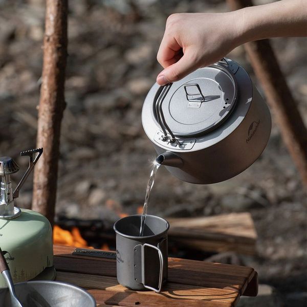 Чайник титановий Naturehike NH21CJ007 1 л вага 185 г розмір 167 x 150 мм для кемпінгу та походів 6927595782637 фото