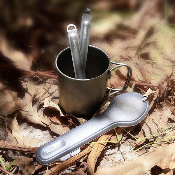 Столовий прилад NexTool Outdoor Spoon Fork NE0124 титан вага 27 г компактний стійкий до корозії для кемпінгу NE0124 фото