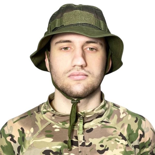 Панама військова сітка під шеврон олива RA8932 літня захисна головна пов'язка для військовослужбовців маскування легкий котон 300 RA8932 фото